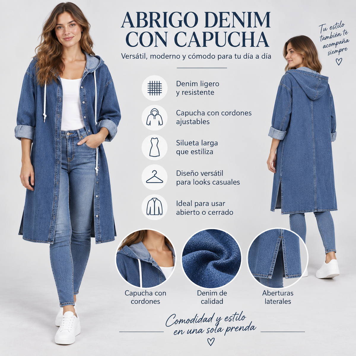 GABAN EN JEAN PARA DAMA